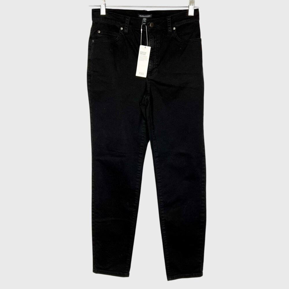 Eileen Fisher Womens Jeans Black Organic Cotton Stretch Slim Denim size XS